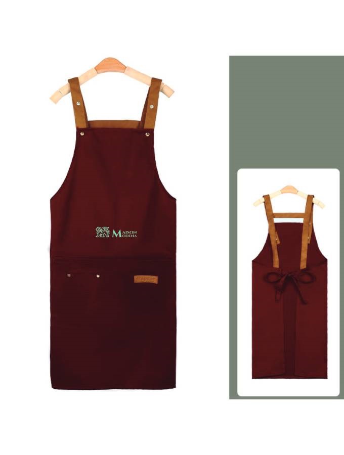 AP01RD - Maison Modena Cross-Back Utility Apron – Burgundy Red
