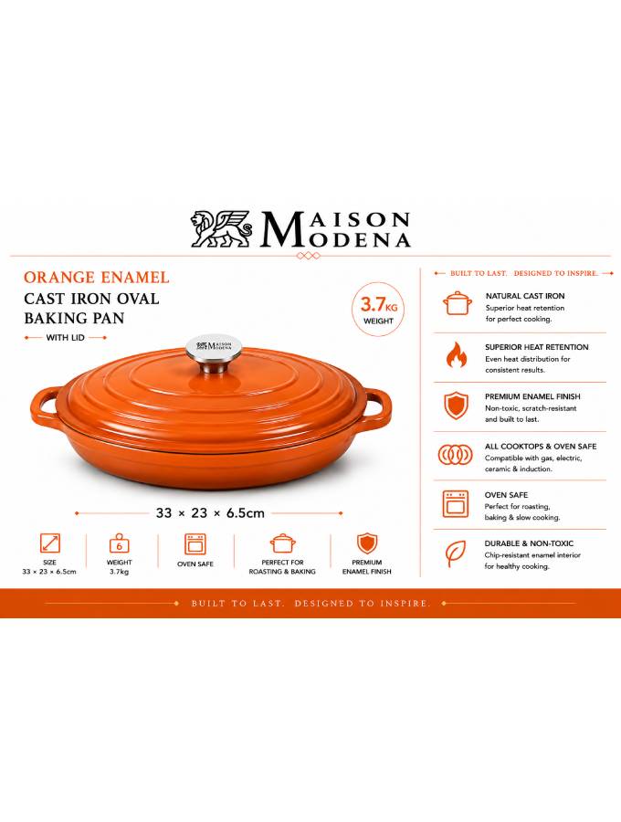 DO11OR Maison Modena Orange Enamel Heavy Cast Iron Cookware Set – 7 Pieces - Image 5
