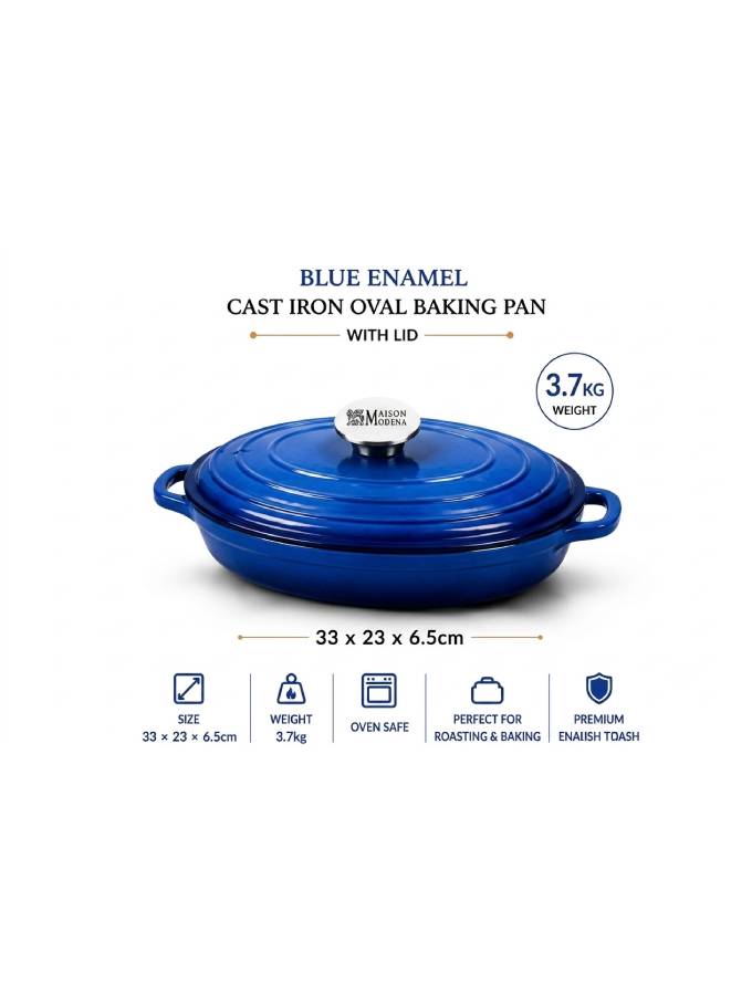 DO11SB Maison Modena Sky Blue Enamel Heavy Cast Iron Cookware Set – 7 Pieces - Image 5