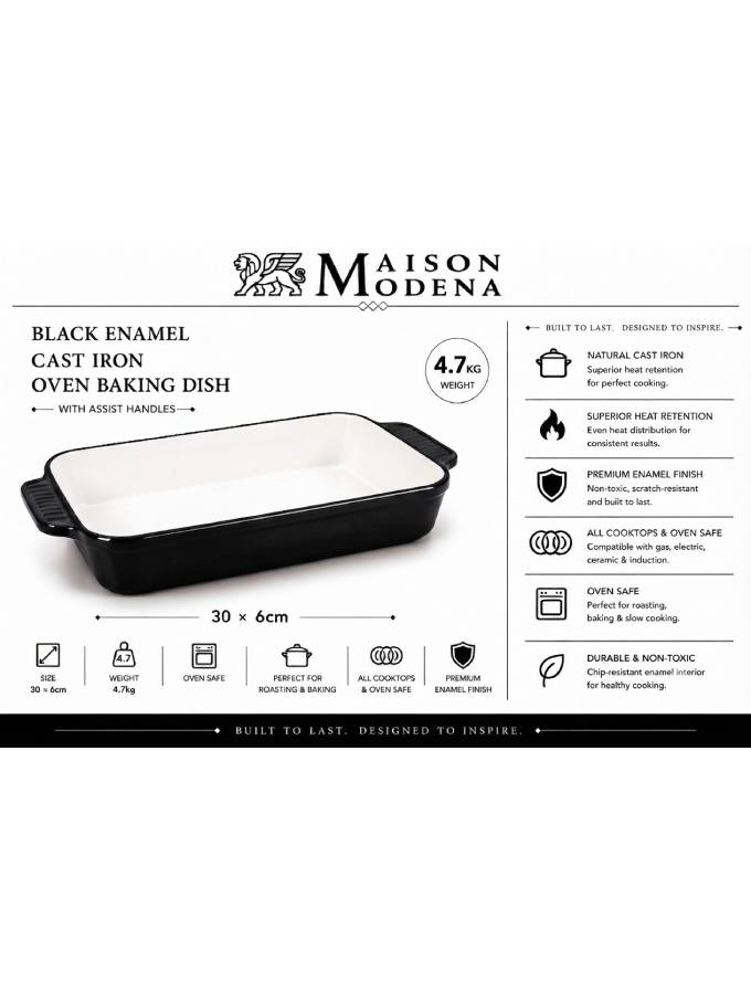 DO11BL Maison Modena Black Enamel Heavy Cast Iron Cookware Set – 7 Pieces - Image 7