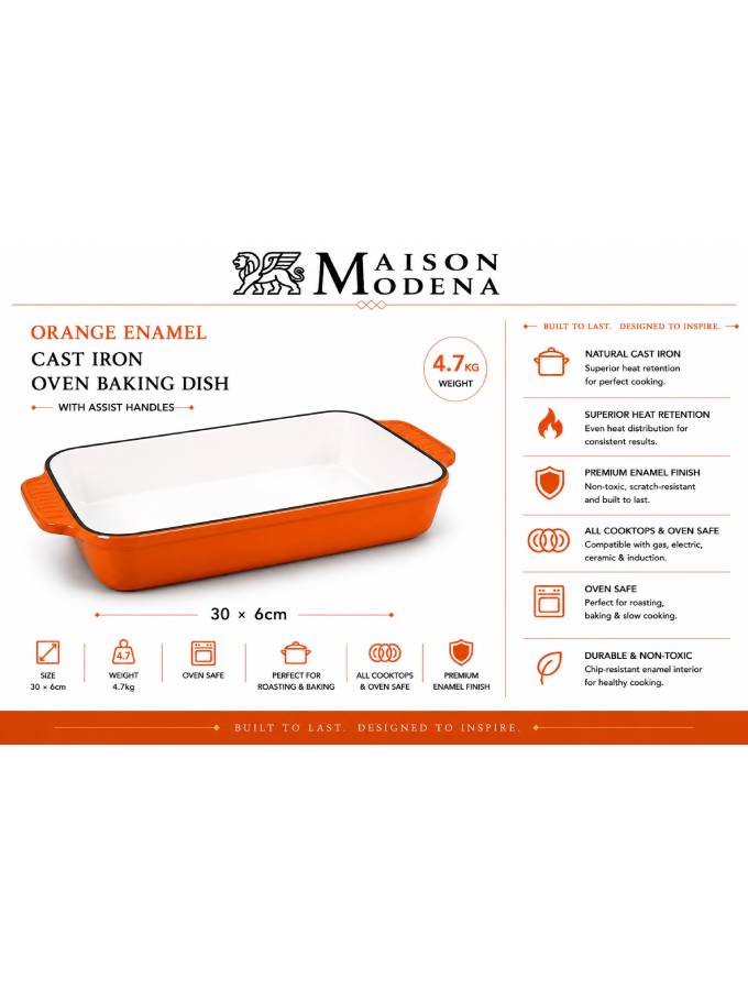 DO11OR Maison Modena Orange Enamel Heavy Cast Iron Cookware Set – 7 Pieces - Image 7