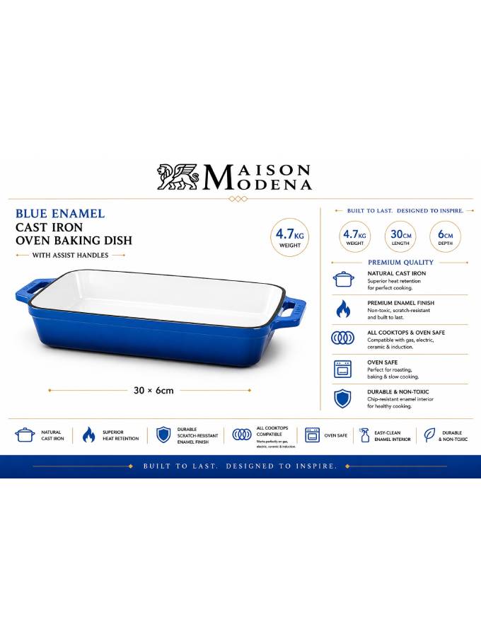 DO11SB Maison Modena Sky Blue Enamel Heavy Cast Iron Cookware Set – 7 Pieces - Image 6