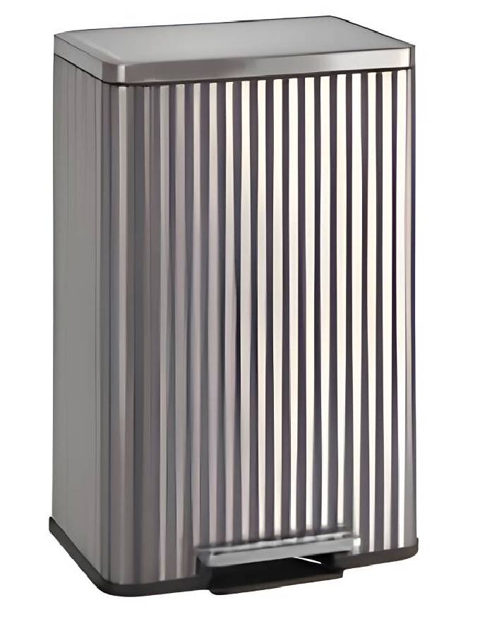 PB50GM 50L Retro Fluted Steel Pedal Bin Gunmetal Gray