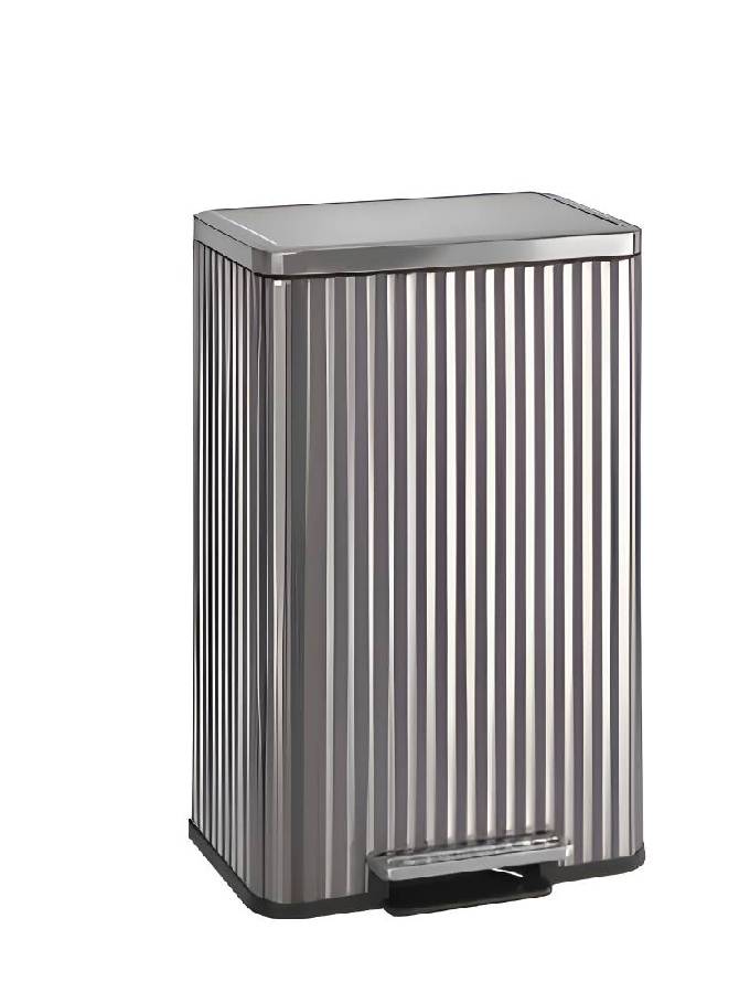 PB5GM 5L Retro Fluted Steel Pedal Bin Gunmetal Gray