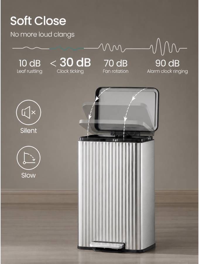 PB50GM 50L Retro Fluted Steel Pedal Bin Gunmetal Gray - Image 2