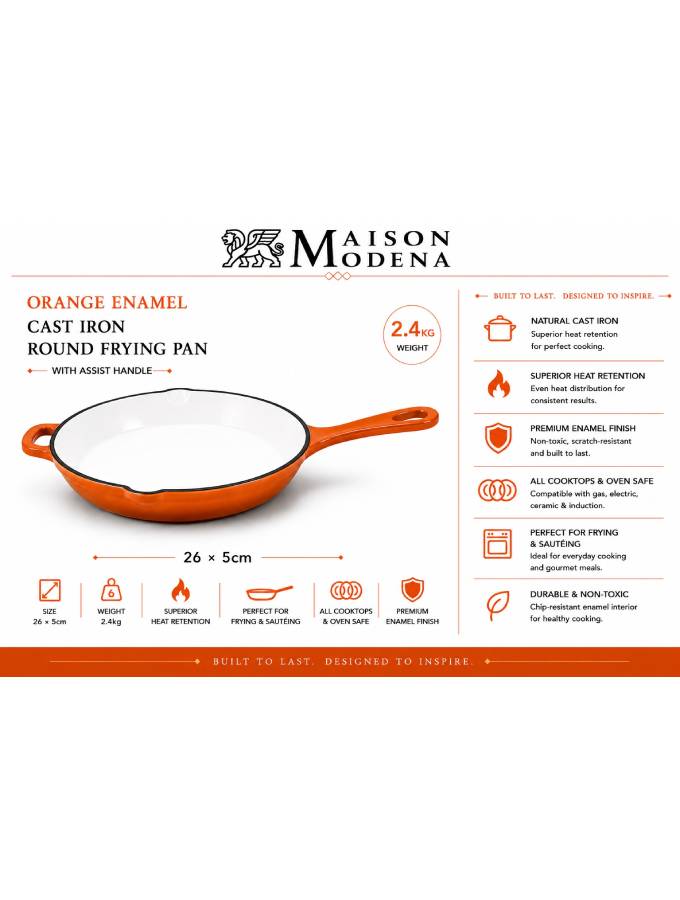 DO11OR Maison Modena Orange Enamel Heavy Cast Iron Cookware Set – 7 Pieces - Image 8