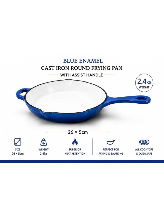 DO11SB Maison Modena Sky Blue Enamel Heavy Cast Iron Cookware Set – 7 Pieces - Image 7
