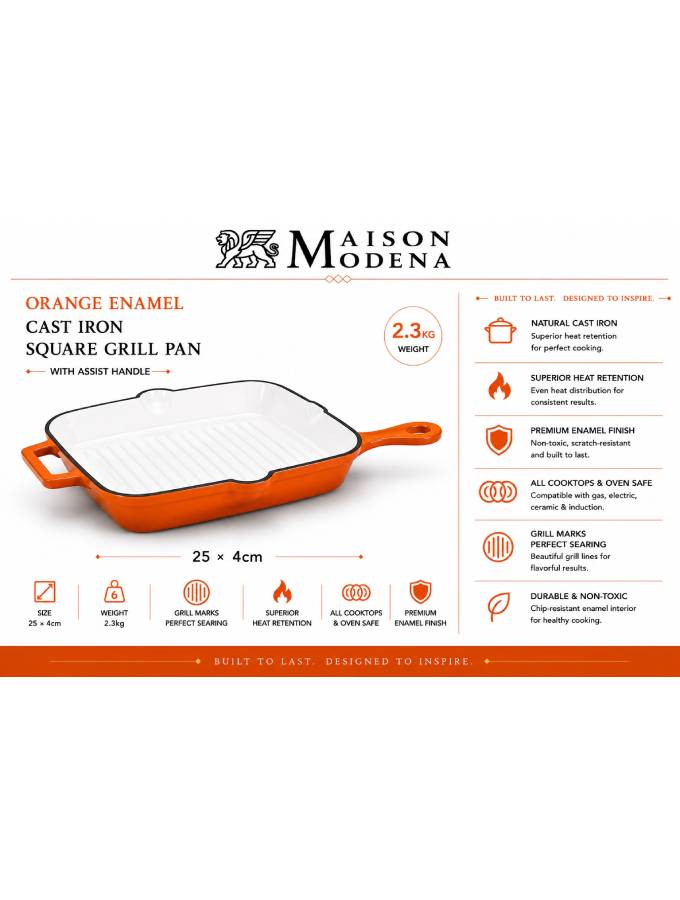 DO11OR Maison Modena Orange Enamel Heavy Cast Iron Cookware Set – 7 Pieces - Image 6