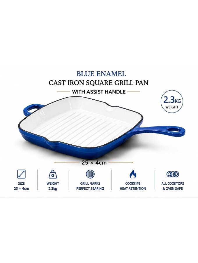 DO11SB Maison Modena Sky Blue Enamel Heavy Cast Iron Cookware Set – 7 Pieces - Image 8
